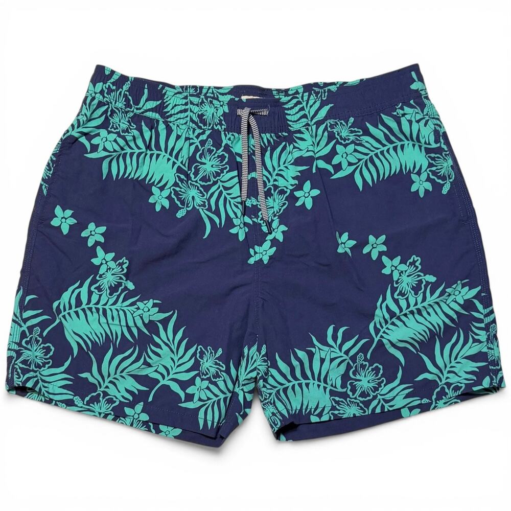 Reyn Spooner Swim Trunks Men's XL Blue Green Hawaiian Floral Lined Shorts